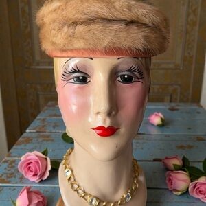 Vintage 60’s pillow box mink hat